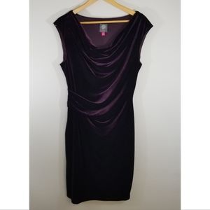 Vince Camuto drape neck velour dress size 14